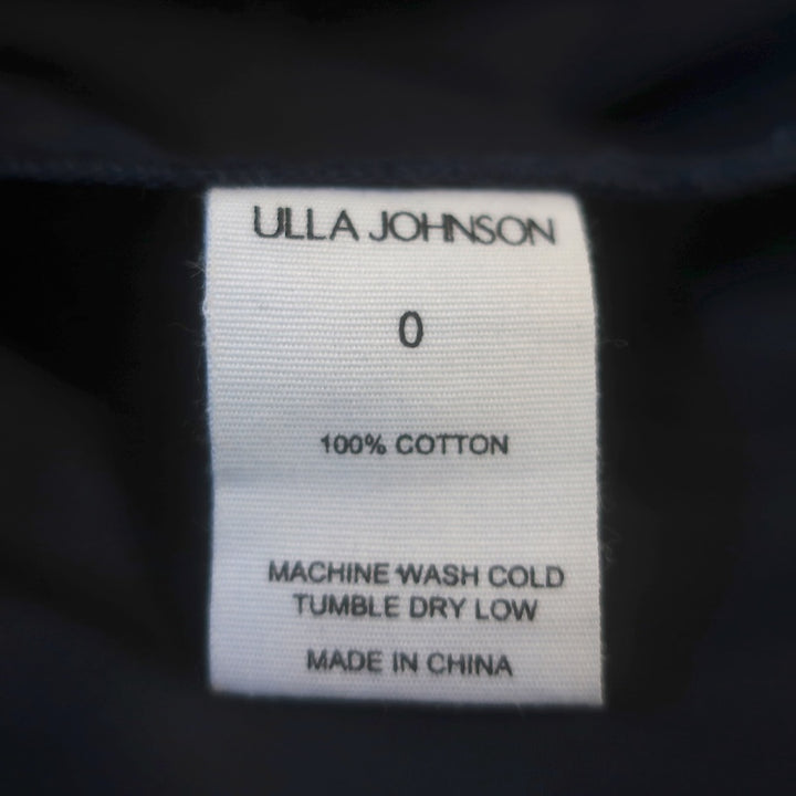 Ulla Johnson Ottilie Puff Sleeve Tiered Midi Dress Navy Cotton Poplin Size 0