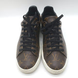 Louis Vuitton FrontRow Sneakers Brown Monogram Canvas & Black Patent Size 37.5