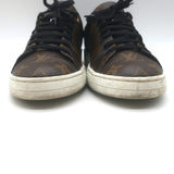 Louis Vuitton FrontRow Sneakers Brown Monogram Canvas & Black Patent Size 37.5