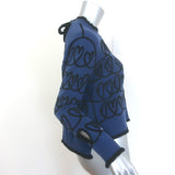 Authentic Fendi scribble heart-embroidered cutout sweater in navy wool-blend, pre-owned luxury item