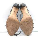 Vintage Prada Flower Sandals Black Leather Size 37 Ankle Strap Heels