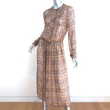 Isabel Marant Etoile Midi Dress Baphir Pleated Multicolor Printed Silk Size 36