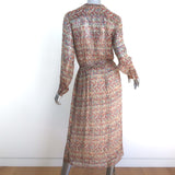 Isabel Marant Etoile Midi Dress Baphir Pleated Multicolor Printed Silk Size 36