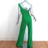 Benaar Rowan Asymmetric One-Shoulder Jumpsuit Green Crepe Size Small NEW