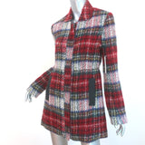 L'Agence Martine Zip-Front Coat Red Wool-Blend Plaid Size Small NEW