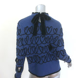Fendi scribble heart-embroidered cutout sweater in navy wool-blend, size 38 — pre-owned, gently worn luxury.