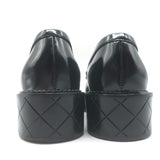 Chanel 24K Heart CC Quilted-Platform Loafers Black Shiny Leather Size 37.5