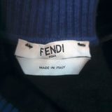 Fendi navy wool-blend scribble heart embroidered cutout sweater, size 38, authentic pre-owned