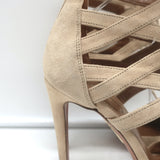 Aquazzura Belgravia Lace-Up Pumps Nude Suede Size 37.5 Pointed Toe Heels
