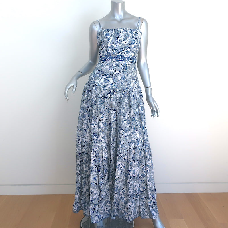Agua by Agua Bendita Lima Maxi Dress Blue Dragonfly Print Linen Size S Celebrity Owned Agua by Agua Bendita Lima Maxi Dress Blue Dragonfly Print Linen Size S Celebrity Owned