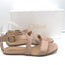 Chloe Scalloped Crisscross Flat Sandals Nude Leather Size 37
