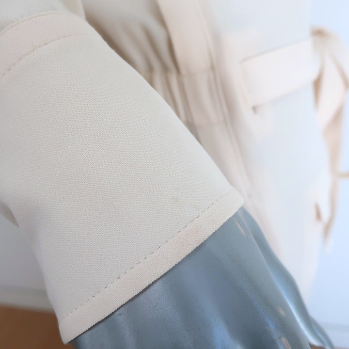 Helmut Lang Long Sleeve Jumpsuit Ivory Crepe Size Medium