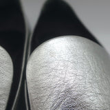 Gucci Kira Metallic Leather Horsebit Flats Silver Size 38