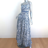 Agua by Agua Bendita Lima Maxi Dress Blue Dragonfly Print Linen Size Small NEW
