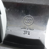 Chanel 24K Heart CC Quilted-Platform Loafers Black Shiny Leather Size 37.5