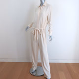Helmut Lang Long Sleeve Jumpsuit Ivory Crepe Size Medium