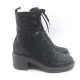 Gianvito Rossi Foster Lace-Up Combat Boots Charcoal Suede Size 37.5