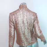 Anine Bing Sequined Mock Neck Top Rose Gold Size Small NEW
