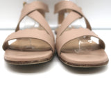 Chloe Scalloped Crisscross Flat Sandals Nude Leather Size 37