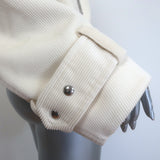 Khaite Flinn cropped corduroy jacket with faux fur collar in cream, pre-owned authentic luxury piece (size 2)