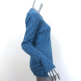 Tibi Long Sleeve Top Blue Printed Combed Cotton Size Medium Crewneck Pullover