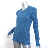 Tibi Long Sleeve Top Blue Printed Combed Cotton Size Medium Crewneck Pullover