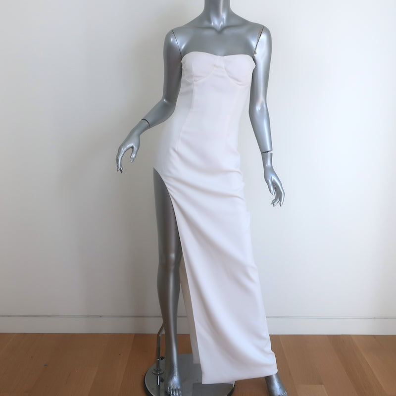 MONOT Tube Slit Dress White Crepe Size 2 Strapless Maxi Dress – Celebrity Owned MONOT Tube Slit Dress White Crepe Size 2 Strapless Maxi Dress – Celebrity Owned