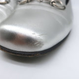 Gucci Kira Metallic Leather Horsebit Flats Silver Size 38