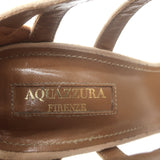 Aquazzura Belgravia Lace-Up Pumps Nude Suede Size 37.5 Pointed Toe Heels