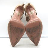 Aquazzura Belgravia Lace-Up Pumps Nude Suede Size 37.5 Pointed Toe Heels