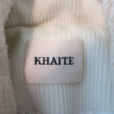 Khaite cropped corduroy jacket with faux fur collar in cream, authentic pre-owned designer piece, gently worn