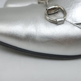 Gucci Kira Metallic Leather Horsebit Flats Silver Size 38