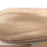 Chloe Scalloped Crisscross Flat Sandals Nude Leather Size 37