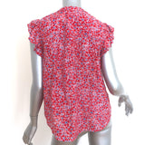 Xirena Bria Flutter Sleeve Top Red Floral Print Cotton-Silk Size Extra Small