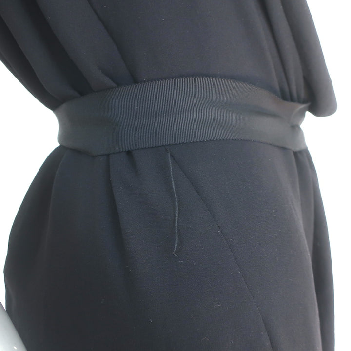 Lanvin Cowl Neck Sleeveless Dress Black Draped Crepe Size 42