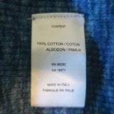 Tibi Long Sleeve Top Blue Printed Combed Cotton Size Medium Crewneck Pullover