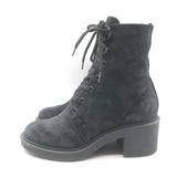 Gianvito Rossi Foster Lace-Up Combat Boots Charcoal Suede Size 37.5