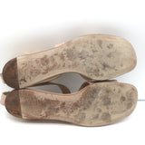 Chloe Scalloped Crisscross Flat Sandals Nude Leather Size 37