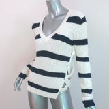 Derek Lam 10 Crosby Pat Lace-Up Side Sweater Cream/Navy Striped Size Small NEW