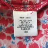 Xirena Bria Flutter Sleeve Top Red Floral Print Cotton-Silk Size Extra Small