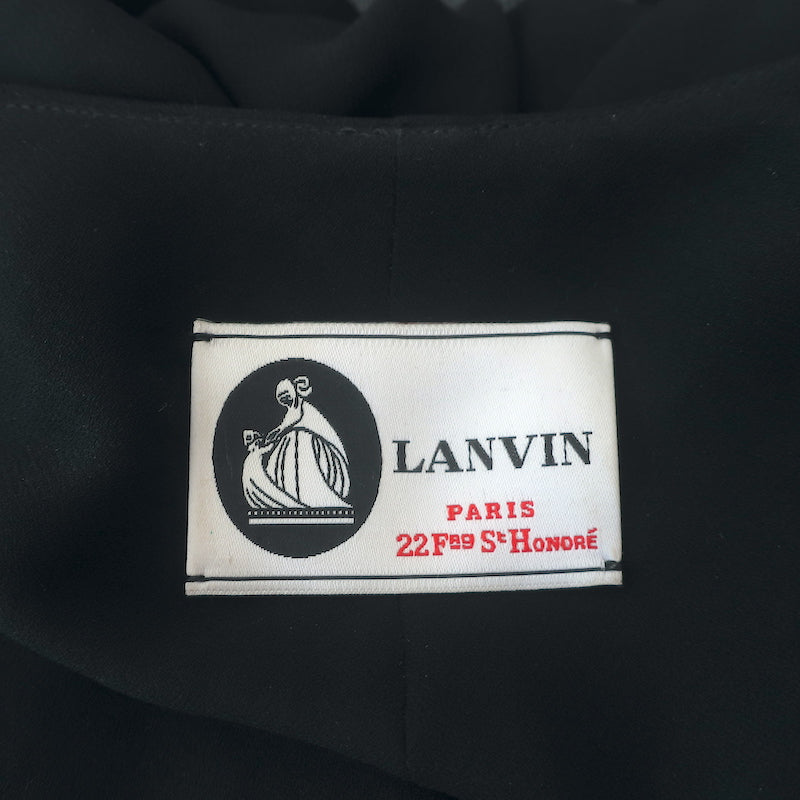 Lanvin Cowl Neck Sleeveless Dress Black Draped Crepe Size 42