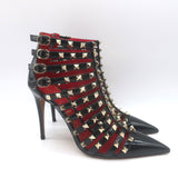 Valentino Alcove Rockstud Strappy Booties Black Patent Leather Size 38 NEW