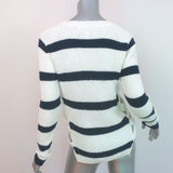 Derek Lam 10 Crosby Pat Lace-Up Side Sweater Cream/Navy Striped Size Small NEW