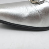 Gucci Kira Metallic Leather Horsebit Flats Silver Size 38