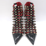 Valentino Alcove Rockstud Strappy Booties Black Patent Leather Size 38 NEW