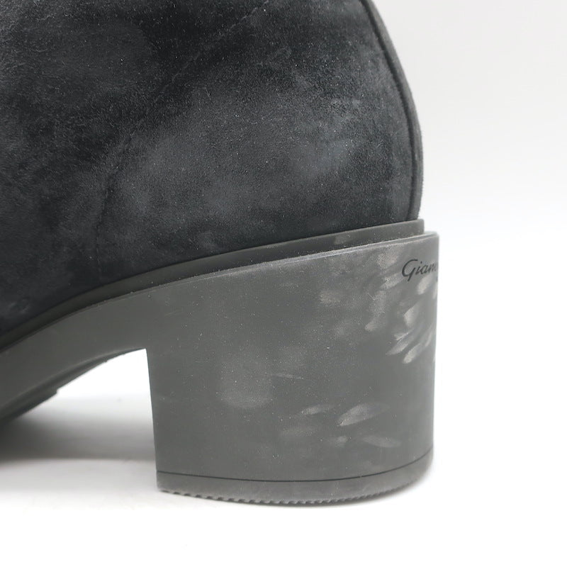 Gianvito Rossi Foster Lace-Up Combat Boots Charcoal Suede Size 37.5