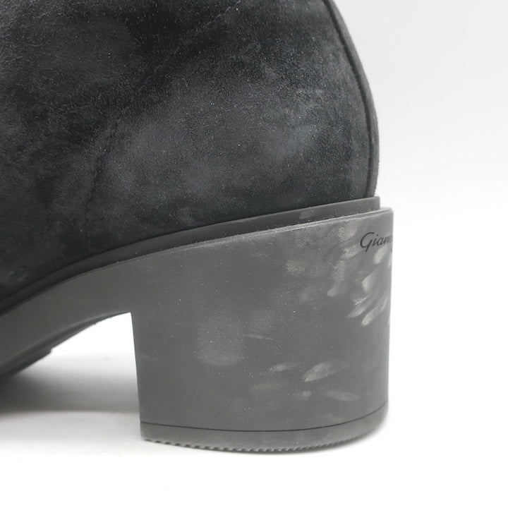Gianvito Rossi Foster Lace-Up Combat Boots Charcoal Suede Size 37.5