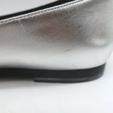 Gucci Kira Metallic Leather Horsebit Flats Silver Size 38