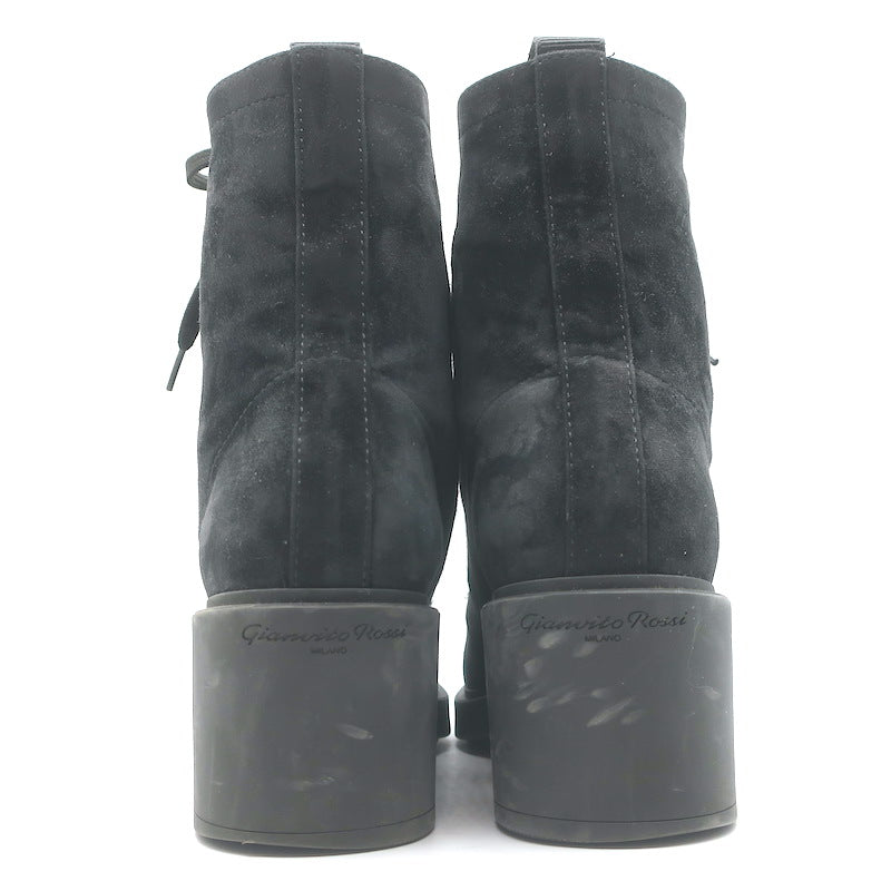 Gianvito Rossi Foster Lace-Up Combat Boots Charcoal Suede Size 37.5