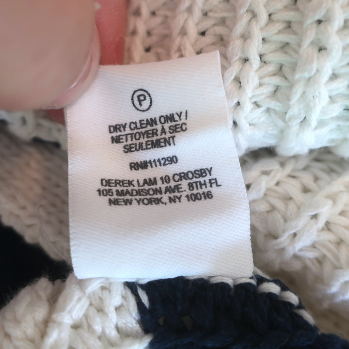 Derek Lam 10 Crosby Pat Lace-Up Side Sweater Cream/Navy Striped Size Small NEW